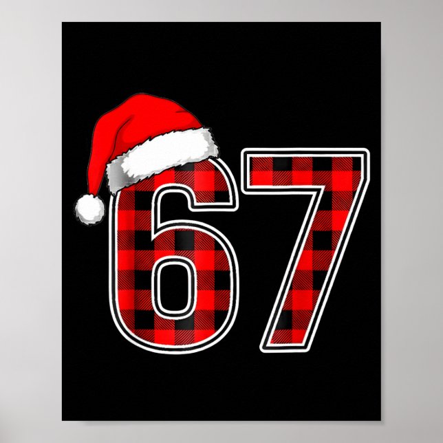 67 Meme Funny Christmas Red Plaid Xmas Pajamas Sla Poster (Front)