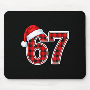 67 Meme Funny Christmas Red Plaid Xmas Pajamas Tee Mouse Mat