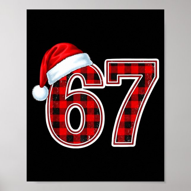 67 Meme Funny Christmas Red Plaid Xmas Pajamas Tee Poster (Front)