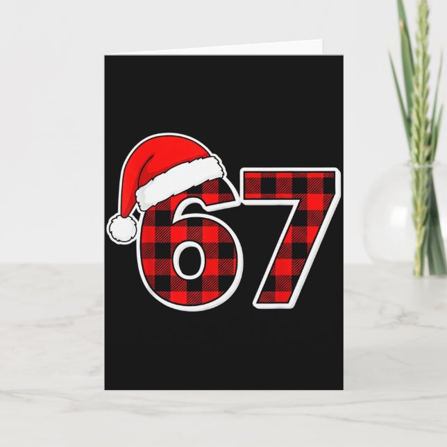 67 Meme Funny Christmas Red Plaid Xmas Pyjamas Sla Card (Front)