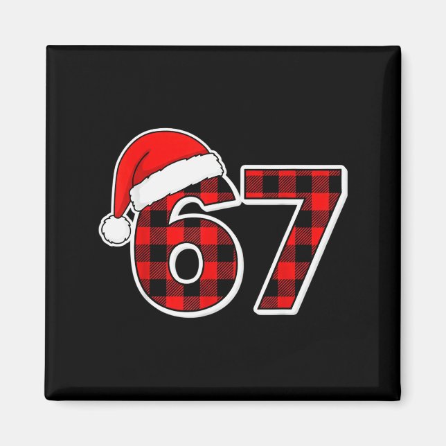 67 Meme Funny Christmas Red Plaid Xmas Pyjamas Sla Magnet (Front)