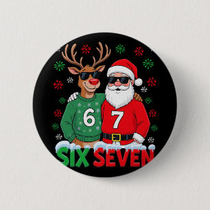 67 Meme Funny Christmas Santa Six Seven  6 Cm Round Badge
