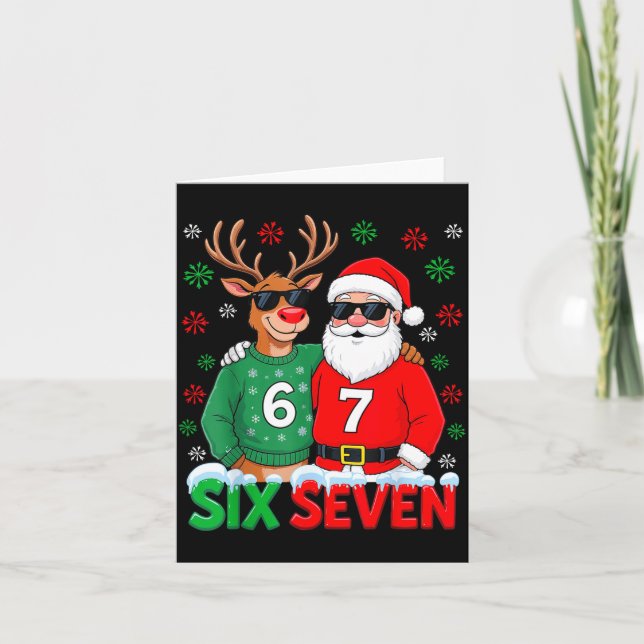 67 Meme Funny Christmas Santa Six Seven  Card (Front)