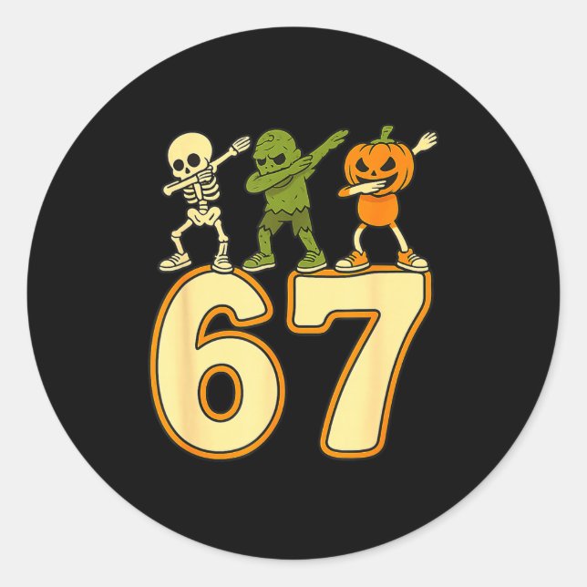 67 Meme Funny Halloween Numbers Six Seven Men Wome Classic Round Sticker (Front)