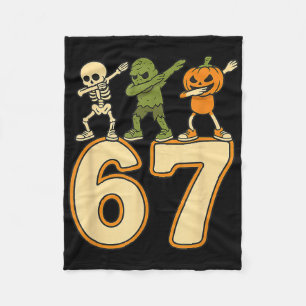 67 Meme Funny Halloween Numbers Six Seven Men Wome Fleece Blanket
