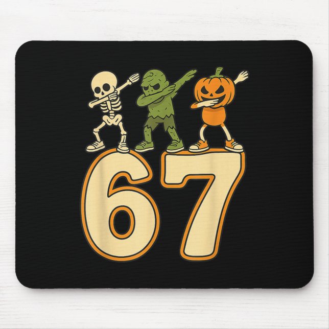 67 Meme Funny Halloween Numbers Six Seven Men Wome Mouse Mat (Front)