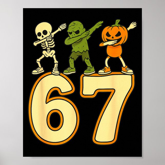 67 Meme Funny Halloween Numbers Six Seven Men Wome Poster (Front)