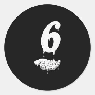 67 Meme Funny Kids Girls Humor Number 6  Classic Round Sticker