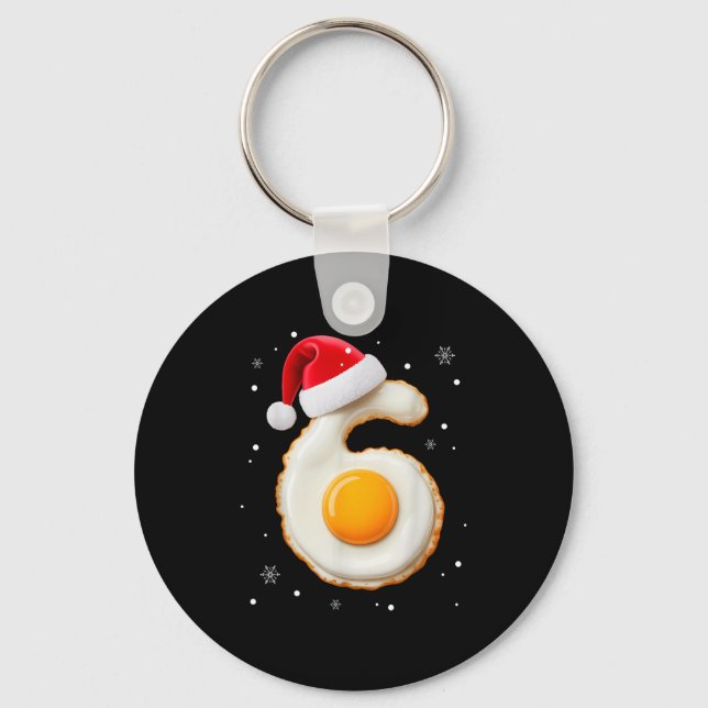67 Meme Funny Number 6 Egg Bacon Matching Christma Key Ring (Front)