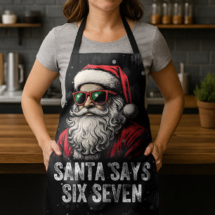67 Meme Funny Santa Says Six Seven Christmas Apron