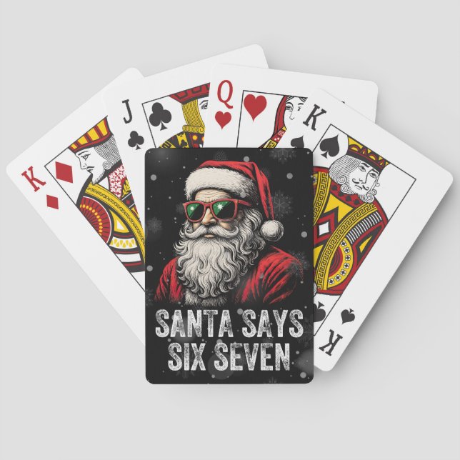 67 Meme Funny Santa Says Six Seven Christmas Playing Cards (Back)