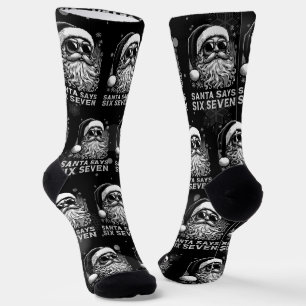 67 Meme Funny Santa Says Six Seven Christmas Socks