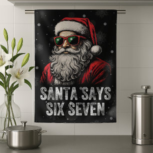 67 Meme Funny Santa Says Six Seven Christmas Tea Towel