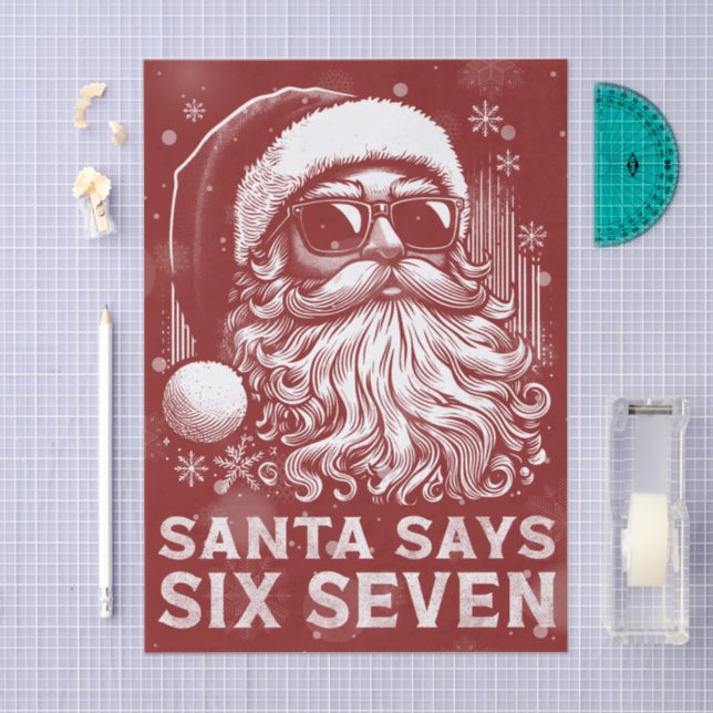 67 Meme Funny Santa Says Six Seven Christmas Tissue Paper (Craft)