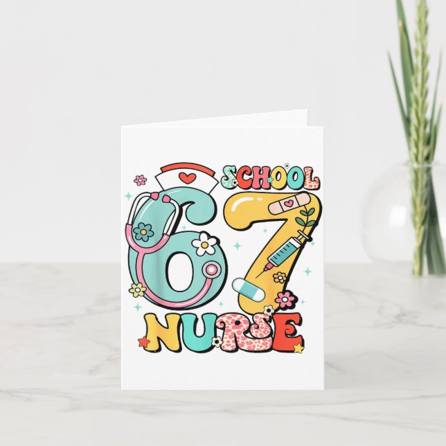 67 Meme Funny School Nurse Six Seven Meme  Card (Front)
