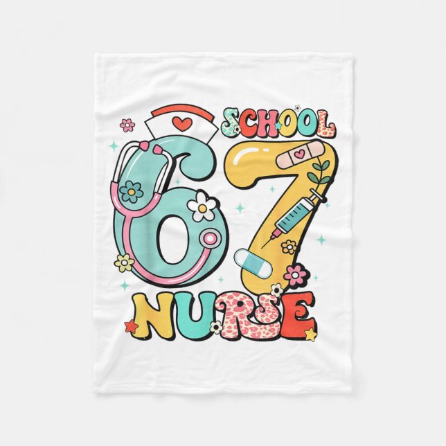 67 Meme Funny School Nurse Six Seven Meme  Fleece Blanket (Front)