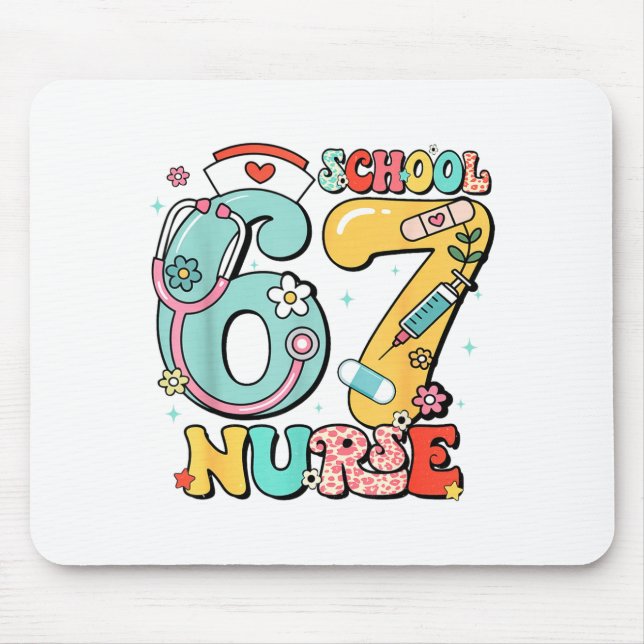 67 Meme Funny School Nurse Six Seven Meme  Mouse Mat (Front)