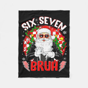 67 Meme Funny Six Seven Bruh Christmas Santa 6 7 M Fleece Blanket