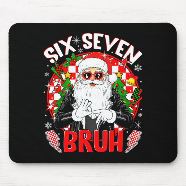 67 Meme Funny Six Seven Bruh Christmas Santa 6 7 M Mouse Mat (Front)