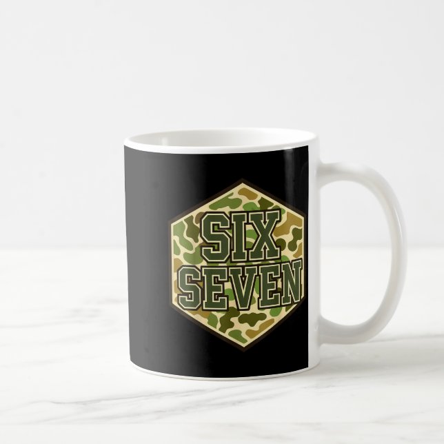 67 Meme Funny Six Seven Camo 6 7 Brainrot Gen Z Ki Coffee Mug (Right)