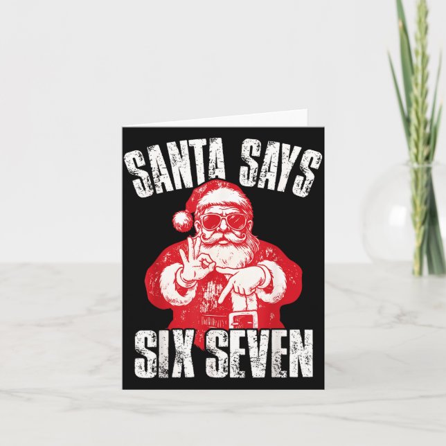 67 Meme Funny Six Seven Christmas 6-7 Meme Santa 6 Card (Front)