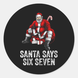 67 Meme Funny Six Seven Christmas 6-7 Meme Santa 6 Classic Round Sticker