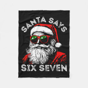 67 Meme Funny Six Seven Christmas 6-7 Meme Santa 6 Fleece Blanket
