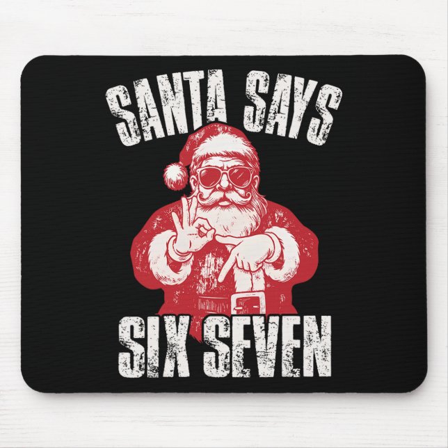 67 Meme Funny Six Seven Christmas 6-7 Meme Santa 6 Mouse Mat (Front)