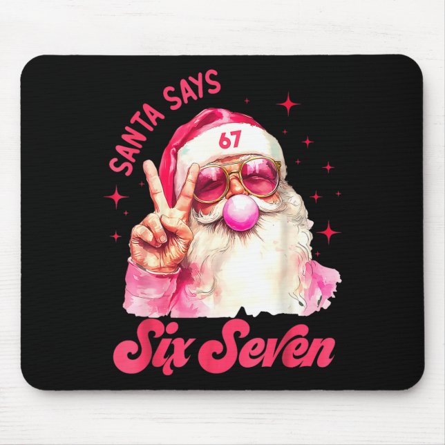 67 Meme Funny Six Seven Christmas 6-7 Meme Santa 6 Mouse Mat (Front)