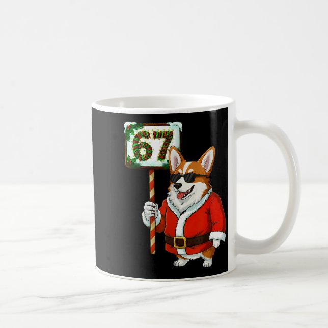 67 Meme Funny Six Seven Christmas Corgi Dog Lover  Coffee Mug (Right)