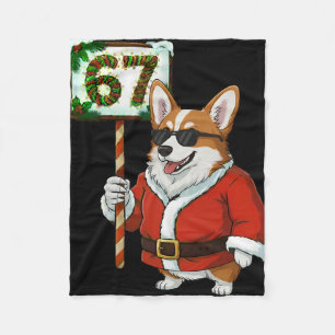 67 Meme Funny Six Seven Christmas Corgi Dog Lover  Fleece Blanket