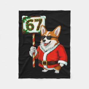 67 Meme Funny Six Seven Christmas Corgi Dog Lover Fleece Blanket
