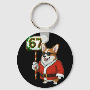 67 Meme Funny Six Seven Christmas Corgi Dog Lover Key Ring