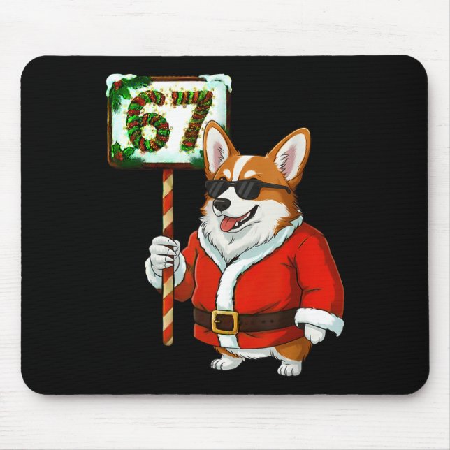 67 Meme Funny Six Seven Christmas Corgi Dog Lover  Mouse Mat (Front)