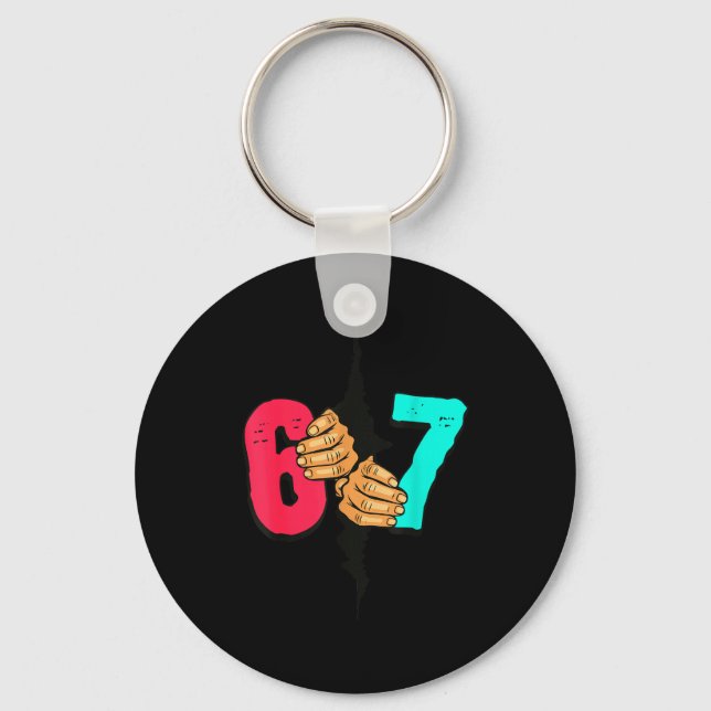 67 Meme Funny Six Seven Gen Alpha Slang Xmas 6 7 H Key Ring (Front)