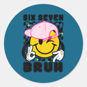 67 meme gen alpha slang 6 7 six seven bruh boys classic round sticker