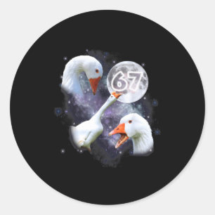 67 Meme Goose Howling At The Moon Funny Six Seven  Classic Round Sticker