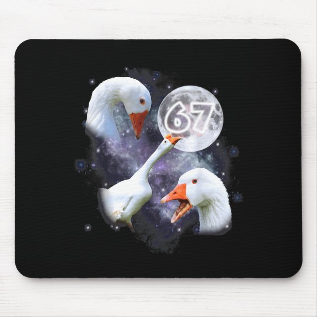 67 Meme Goose Howling At The Moon Funny Six Seven  Mouse Mat (Front)