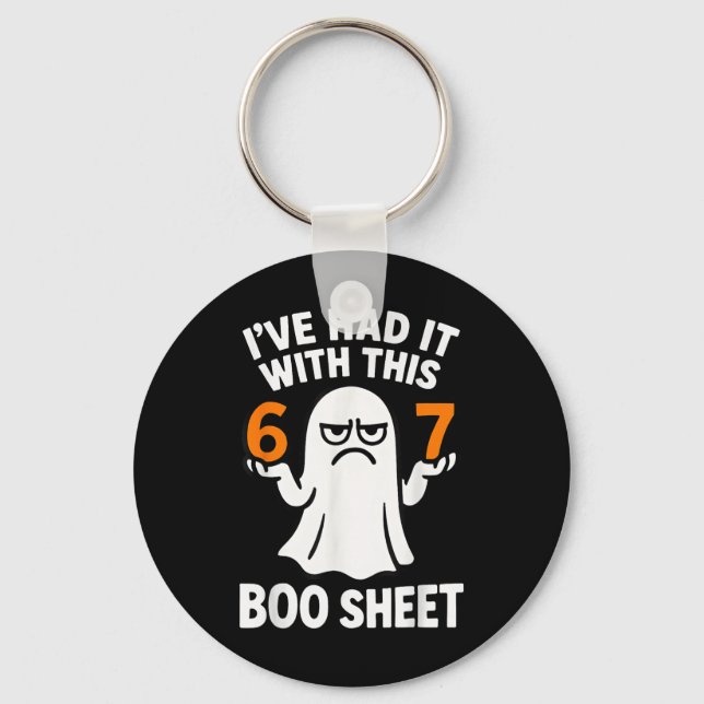67 Meme Halloween Costume 6 7 Funny Boo Sheet Six  Key Ring (Front)