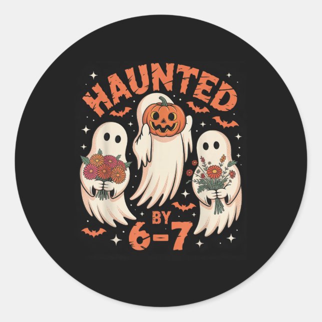 67 Meme Halloween Haunted  Classic Round Sticker (Front)