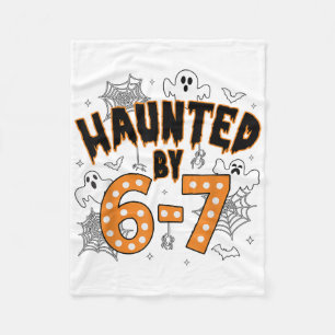67 Meme Halloween Haunted- Funny Ghost And Pumpkin Fleece Blanket