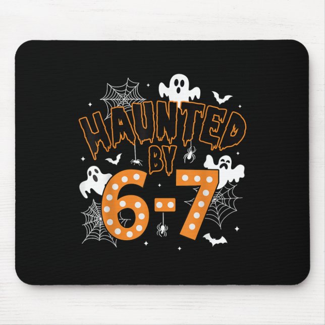 67 Meme Halloween Haunted– Funny Ghost And Pumpkin Mouse Mat (Front)