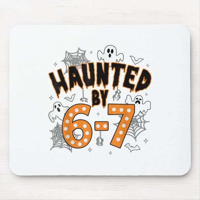 67 Meme Halloween Haunted- Funny Ghost And Pumpkin Mouse Mat (Front)