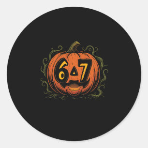67 Meme Halloween Pumpkin - Six Seven Gen Alpha Z Classic Round Sticker