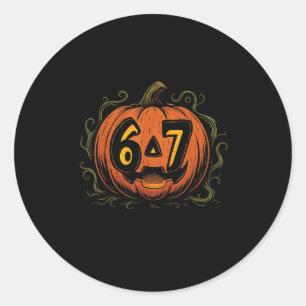 67 Meme Halloween Pumpkin - Six Seven Gen Alpha Z  Classic Round Sticker