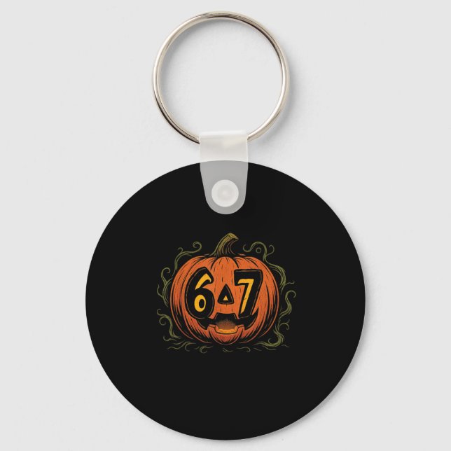 67 Meme Halloween Pumpkin - Six Seven Gen Alpha Z  Key Ring (Front)