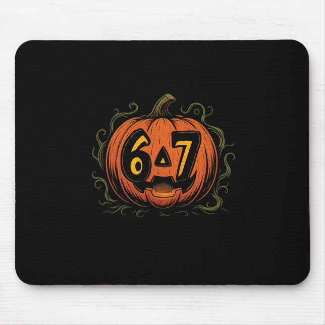 67 Meme Halloween Pumpkin - Six Seven Gen Alpha Z  Mouse Mat (Front)