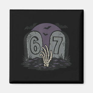 67 Meme Halloween Skeleton Soky - Six Seven Gen Al Magnet