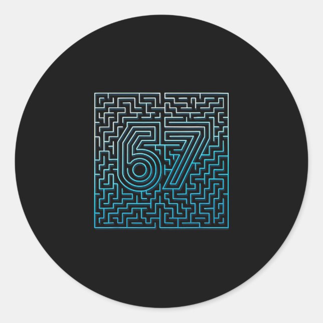 67 Meme Hidden Maze Gen Z Alpha 6 7  Classic Round Sticker (Front)