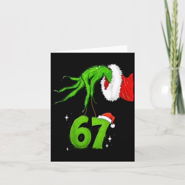 67 Meme Humor 6-7 Funny Six Seven Christmas  Card (Front)